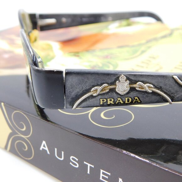 Prada Rx Eyeglasses | Black with Silver Tone Flourishes on Frames | Fair Cond - Picture 11 of 12